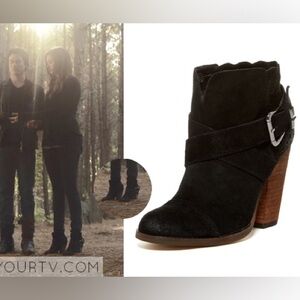 Western Y2K Elena Gilbert Vampire Diaries Slouchy Black Leather Booties size 7
